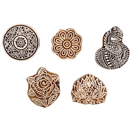 Set of 5 Piece New Mix Wooden Printing Block